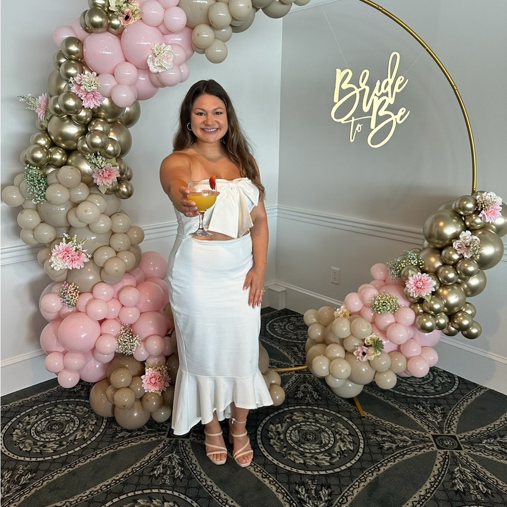 Strapless Ruffle-Hem Bow Dress